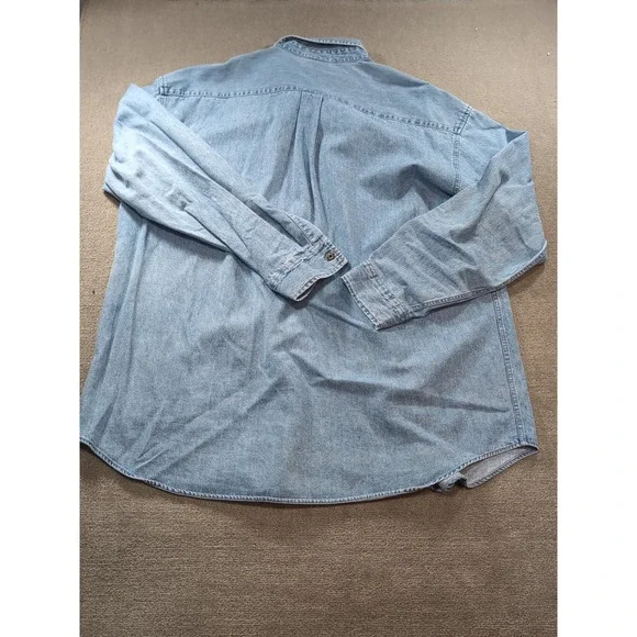 Walt DisneyDenim Shirt Adult‎ XL Extra Large Blue Mickey Mouse Chest Pocket - Picture 8 of 10